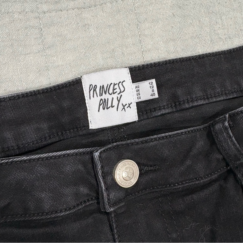 Princess Polly Eco Black Batkins Denim Maxi Skirt Size 8 - Picture 4 of 8